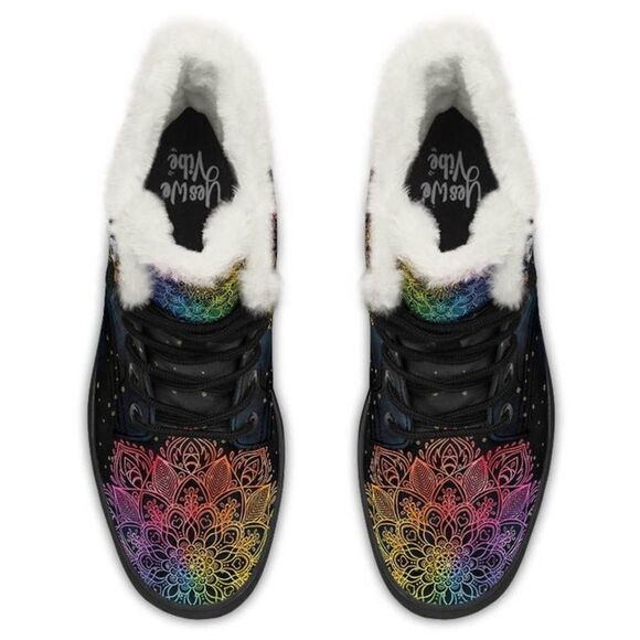 🌙 YES WE VIBE Sun & Moon Rainbow Combat Boots – Size 9 – NWOT 🌈 - Picture 5 of 9